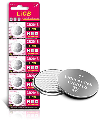 LiCB CR2016 Batterie 3 V Lithium 5 Stück (CR 2016 / Batterien CR2016 / DL2016 / ECR2016) für medizinische Geräte, LED-Leuchten, Glucometer, Spielzeug, Autoschlüssel, digitale Diktiergeräte.