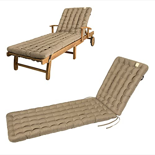 HAVE A SEAT Luxury - Liegenauflage, Auflage Gartenliege (Goldbraun) 200 x 60 cm, 8 cm dick, Waschbar bei 95°C, Orthopädisch, Bequeme Polsterauflage für Sonnenliege, Liegestuhl, Relaxliege