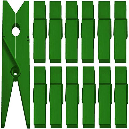 ANJUU 50pcs Colorful Clothespins Natural Wooden Colored Clothespins, Photo Paper Peg Pin Craft Spring Clips for Home Arts Crafts Decor, 2.75 inches (Hunter Green)