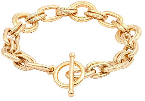 SOFYBJA 18k Gold Plated Chunky Wide Cuban Curb Oval Rolo Link Chain Bracelets for Women Rope Bracelets Handmade Jewelry for Women