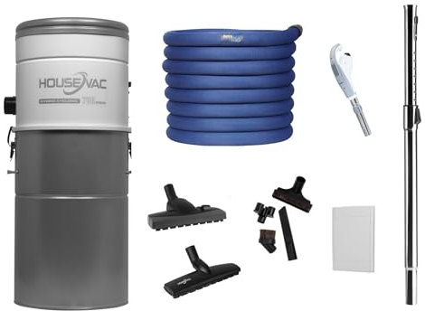 HouseVac HV700ST - Set di aspirapolvere centrale con Retraflex 2; kit di accessori, sistema di filtraggio ibrido potente sistema di vuoto 1700 W ad alta aspirazione, design silenzioso e compatto (12,2