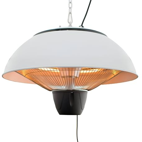 Heatlab 1.5kW Halogen Bulb Electric Infrared Hanging Patio Heater in White