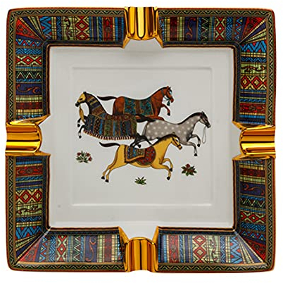 Lubinski Zigarren-Aschenbecher, bemalt, vergoldete Keramik, Zigarren-Aschenbecher für Haushalt, Schreibtisch, Zigarren-Aschenbecher