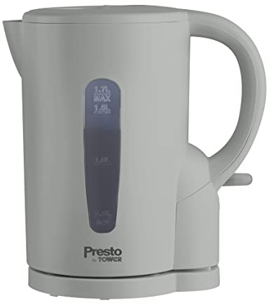 Tower PT10053GRY Presto 1.7L Electric Kettle, Removable Limescale Filter, Boil Dry Protection, 2200W, Grey