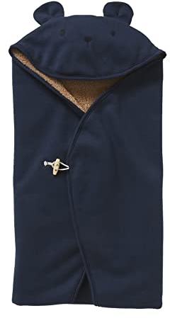 VERTBAUDET Baby Sweat-Einschlagdecke, Plüschfutter nachtblau ONE SIZE