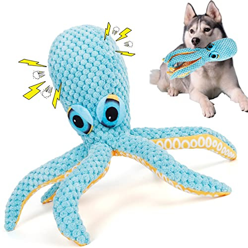 VLEDARLING Giocattolo per cani cigolante Giocattoli di peluche, Polpo Peluche Giochi Cane Interattivi, Resistenti Masticativi Giochi Cani con Squeak per Cuccioli Piccoli Medio