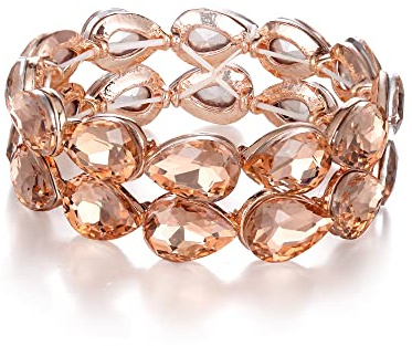 Clearine Wedding Bridal Bracelet for Women, Sparkly Crystal Stretch Bangle Bracelets for Prom