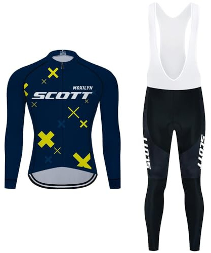 Moxilyn Herren Radsport Herbst Complet Fahrradbekleidung Set Langarm Radsport Anzug für MTB Fahrrad Hose mit 20D Polsterung Atmungsaktiv