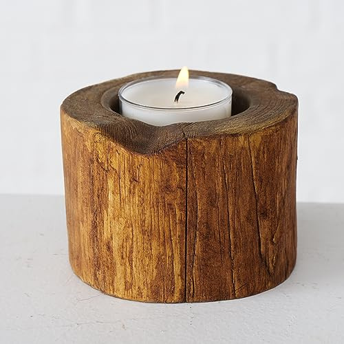 mucHome Unikat Teelichthalter aus Teakholz Höhe 6cm oder 10cm Kerzenhalter Holz Deko Natur (Höhe 6cm & 10cm)