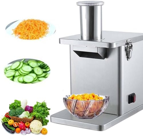 RayGenius Cortadora De Fiambres EléCtrica DoméStica, Potente Cortadora De Fiambres Comercial DoméStica, Cortadora De Fiambres AutomáTica De Acero Inoxidable, Cortadora De Fiambres En Dados