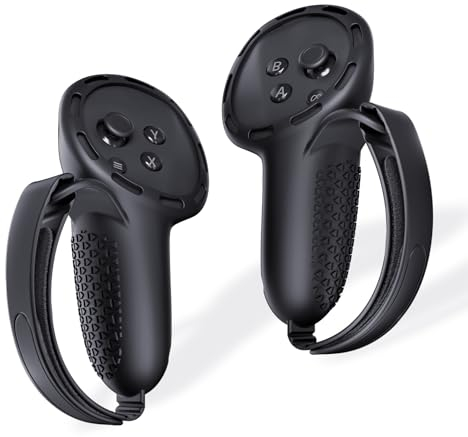 SUPERUS Housses de Poignées de Contrôleur pour Meta Quest 3S/Quest 3, Texture Antidérapante - Accessoire VR pour Meta Quest 3S/Quest 3, Ajustables Silicone Housses de Poignées de Contrôleur