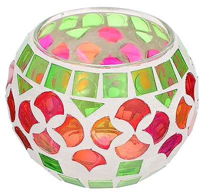 AOKWAWALIY Photophore coloré en mosaïque pour Bougie Chauffe-Plat en mosaïque - Vase pour dîner - Romantique en Verre - Bougeoirs votifs de Mariage