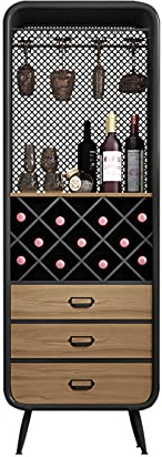 MOOWI Weinschrank Weinbarschrank for Zuhause, Weinpräsentationsregal aus Metall und Holz, Weinlagerschrank for die Küche, Gold Barschrank (Size : L), Dingzhebo2022