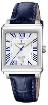 Festina Damenuhr Analog aus Edelstahl und Leder Blau