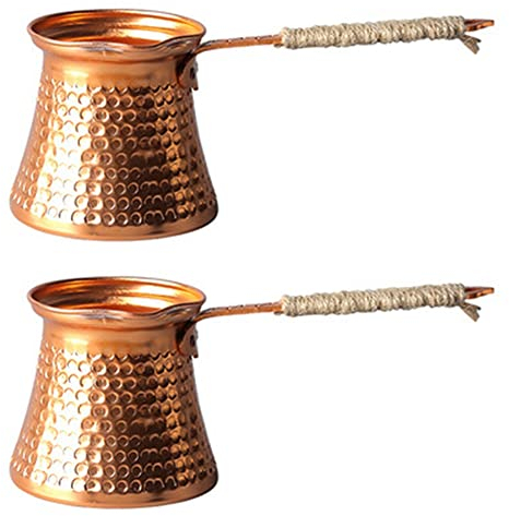Fegtrty Cafetera turca para 3 personas, 200 ml, de cobre, hecha a mano, accesorio de regalo, 2 unidades