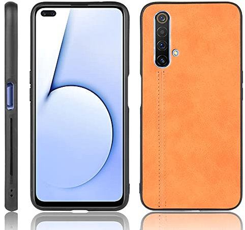 Compatible con Realme X50 5G Funda,Compatible con Realme X3 / X3 SuperZoom Funda Protectora para cámara 3 en 1 (PU+PC+TPU) con Textura de Cuero PU a Prueba de Golpes Brown