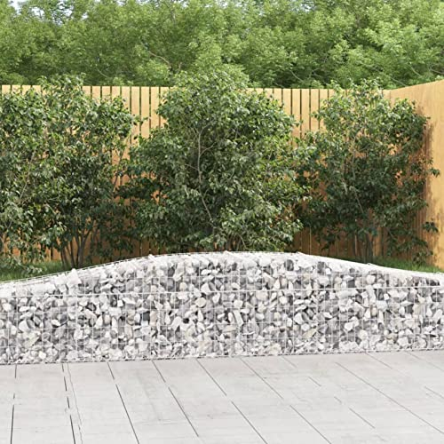 Chaduof Gabionen mit Hochbogen 4 STK Gabionenkörbe, Gabionen Hochbeet, Steinkorb, Gabionengitter, Kräuterspirale Für Garten, Drahtkorb Für Pflanzen, 400x50x40/60cm Verzinktes Eisen