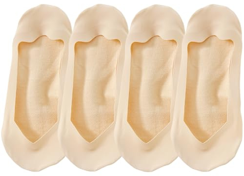 Lomitract No Show Flats Socks Size 5-12, Footies Non Slip See Thin Invisible Nylon Cotton Short Rise Liner Heels Ultra Low Cut Hidden Seamless Dress Shoe Loafer Ice Silk Seamless, Nude Beige Skin