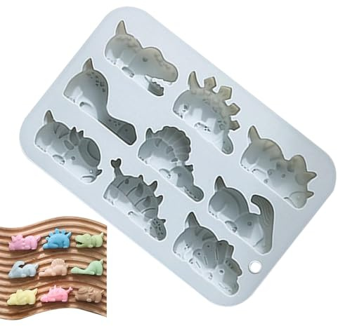Tuxxjzm Moule en silicone dinosaure - Moule à gâteau dinosaure - 9 cavités - Moule en caoutchouc à bonbons en silicone - Moule à bonbons dinosaures mignons - Moule à - Décoration de gâteau