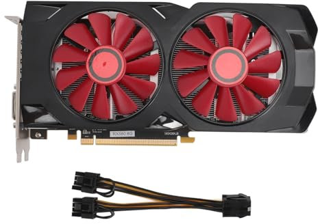 BONKZEBU Tarjeta Gráfica para Juegos RX 580, Tarjeta Gráfica GDDR5 de 8 GB, Ventilador de Refrigeración Dual Silencioso de 256 bits Tarjeta Gráfica para Juegos PCIe para PC de Escritorio