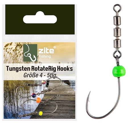 Zite Fishing Rotate Rig Hooks | 5 Stück Rotationshaken mit Tungstenperle | Forellenhaken für UL-Gummiköder wie Curly Viper & Mighty Mag | Rotor-Haken Größe 4-6 | Angelzubehör fürs Forellen-Angeln (4)