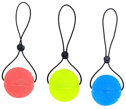 3 Stück-pack Griffbälle aus Tpe mit Nylonkordel für Handübungen | Handgelenke und Finger, zur Rehabilitation, Splitresistent, für Schüler und Sportler Zufällige Farbe