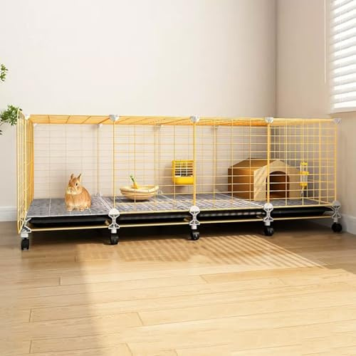 YLEPHNE Kaninchenkäfig, Käfig für Meerschweinchen, Metallkäfige für Kleintiere für Meerschweinchen, Kaninchen, Leicht Zu Reinigen, Sichere Feststellbare Rollen(140 * 35 * 43cm)