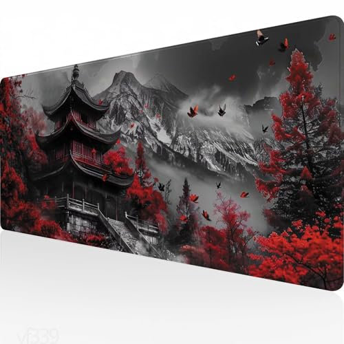 Mauspad XXL 800x300x3mm,Gaming Mauspad grau Mousepad Groß,Schreibtisch Unterlage Berg Motiv,WassXerdicht Desk Mat,Mouse Pad mit Vernähte Kanten,Verbessert Präzision und Geschwindigkeit,Geschenk YF-339