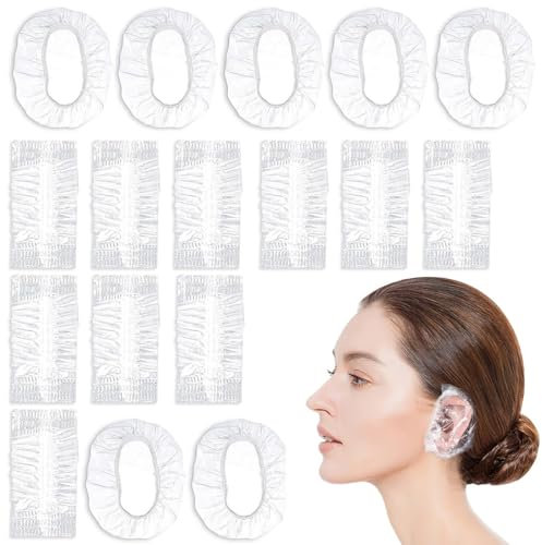 100 Pezzi Trasparente Monouso Doccia Cuffie Orecchio Paraorecchie Protettive Impermeabili Copertura dell'Orecchio per Capelli Doccia Bagno Spa Balneazione