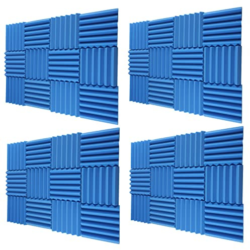 Akustikschaumstoff-Set, 6 keilförmige, schalldichte Wandfliesen, feuerfest, 30 x 30 x 5 cm, 48 Stück