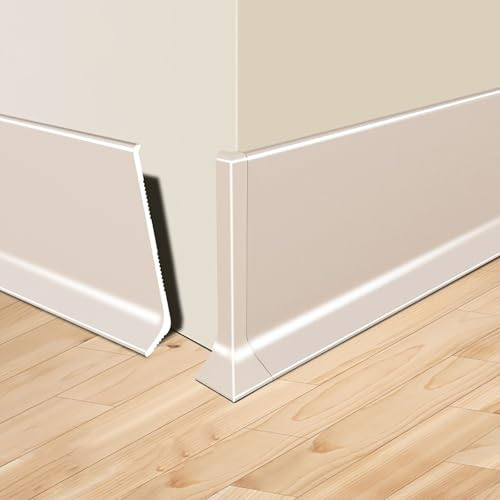 Raouoae Battiscopa In Alluminio 125cm, 2 Pezzi, Resistente All'Usura E Alla Luce, Profilo Bordo Durevole, Modanatura Per Pareti E Pavimenti, Per Arredamento Casa, Facile Da Installare(Kakaocreme,Höhe: