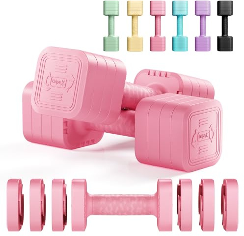 Dripex Hanteln Set 2,5kgx2 und 5kgx2 oder 7,5kgx2, Verstellbare 6 Hantelplatten mit Einem Gewicht von 0,25 kg oder 0,5 kg oder 0,75 kg für Frauen und Männer für Home Gym