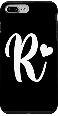 iPhone 7 Plus/8 Plus white letter R monogram initial minimalist heart graphic Case
