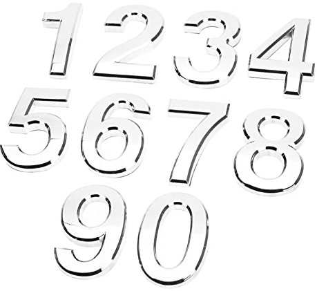 Gadpiparty 3in Silver Adhesive House Door Number Stickers 0-9 10pcs Set for Mailbox Apartment Office Outdoor Address Number Labels