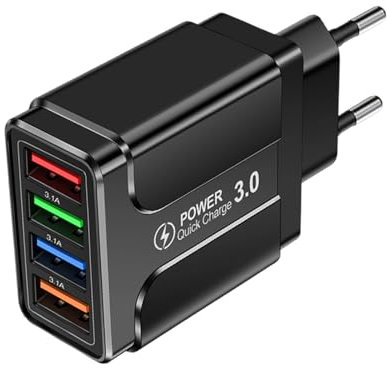 Caricabatterie Da Viaggio Caricabatterie Rapido Per Cellulare Colorato Con 4 Porte USB Adattatore Per Presa Di Corrente, Blocco Di Ricarica Per Più Stazioni, Tablet, Telefono