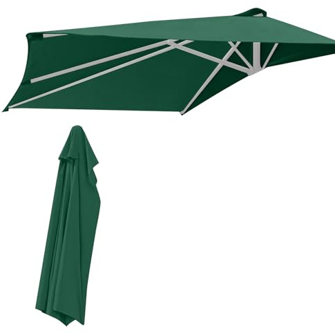 WingFly 9Ft Half Umbrella Replacement Parasol Canopy, 5 Ribs Semi-Circular Garden Parasol, Half Round Replacement Top Cloth Sunshade Cover for Garden Patio Wall Fence