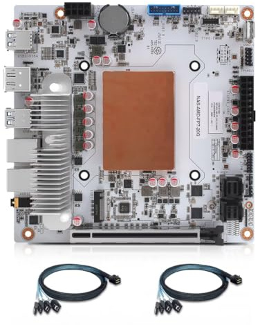 MNBOXCONET N7 NAS Motherboard Ryzen 7 8845HS 8 Bay, RJ45 10GBE LAN, ITX Mainboard PCIE x16 Slot, Mini Computer board 2xNVMe(PCIe4.0 x4), DDR5 16GB RAM 256GB SSD With cable