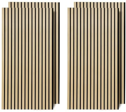 Eikuavons Akustikpaneele, Wandverkleidung, Innenwanddekoration, 4 Stück 120x60cm, 2,1cm dick, Wandpaneele aus Holzfunier und Filz, Holzpaneele Rohholz, für die Dekoration verschiedener Innenwände