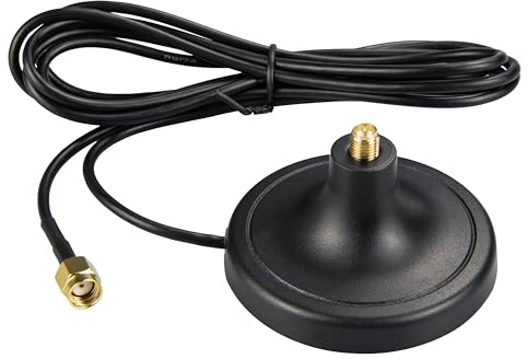 BOOBRIE DC-3000MHz RP-SMA Femelle Base d'antenne magnétique avec connecteur RG174 RP-SMA mâle 1,6 m Câble d'extension d'antenne WiFi Câble coaxial pour WiFi VHF LoRa IoT 4G GSM Support à ventouse