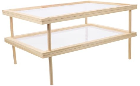 HEALEEP Séchoir à Nouilles Double Couche en Bois Naturel, Support à Spaghettis Empilable, Rangement Compact, la Cuisine et Préparation de Pâtes Fraîches, Usage Domestique et Professionnel