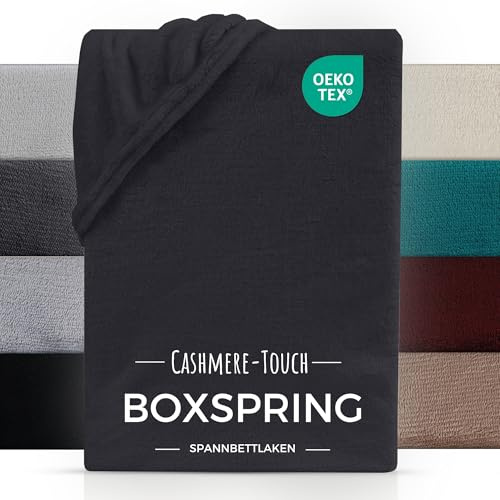 Carpe Sonno warmes Spannbettlaken Boxspringbett & Wasserbett 180-200 x 200-220 cm - Plüsch Bettlaken Winter - kuschelig weich, bügelfrei & Ökotex zertifiziert bis 34cm Höhe, Cashmere Touch - Anthrazit