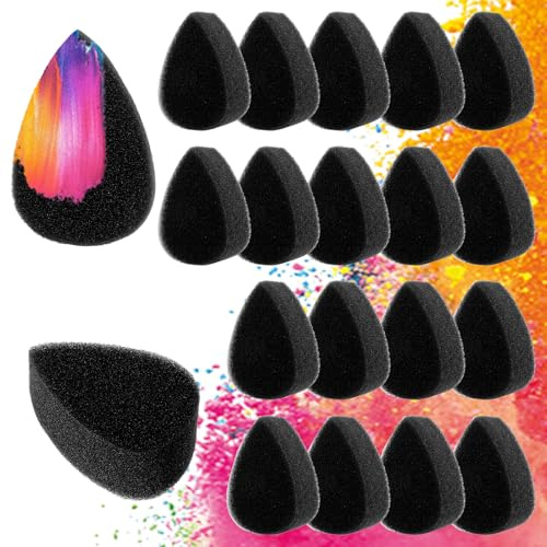 20 Stück Schminkschwamm Gesichtsbemalungsschwämme Mini Make-up Schwamm Set Kinderschminken Schwarze Schwämme Malschwamm Schwämmchen Schule für DIY Malerei Face Paint Weihnachtskörperbemalung