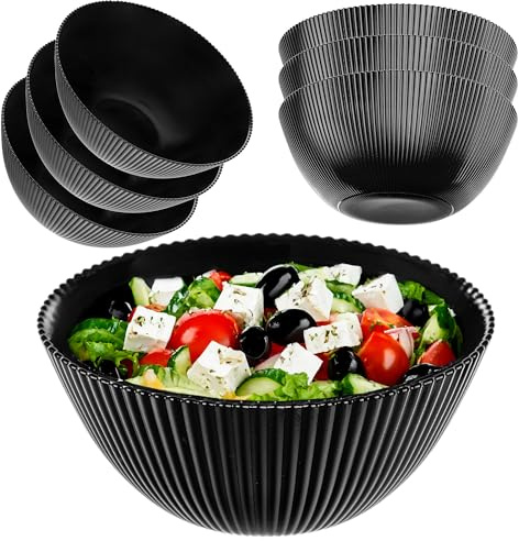 KADAX Ensaladera de 20 cm, juego de 3 cuencos negros de vidrio opalino, ideal como cuencos de cereales, cuencos para sopa, ensalada, postre o cuencos para servir (negro)