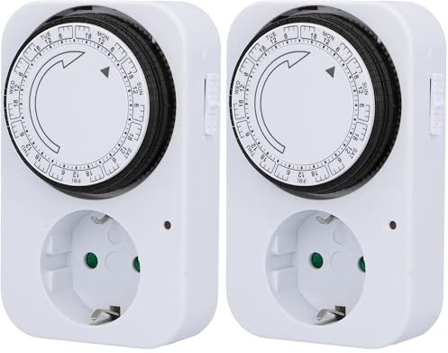 UNITEC Timer Settimanale Meccanico Interni IP20 Analogico Bianco 2 Ore Regolabile (Confezione da 2)