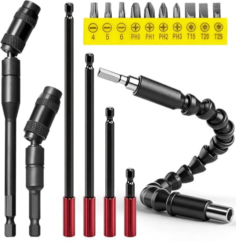 8 Teiliges Bohrer-Bit Verlängerung set Bithalter Magnetisch 50/90/100/150/300mm Bit Verlängerung Magnetisch Bitverlängerung 1/4-Zoll-Sechskant-Bithalter Lang für Pneumatische Elektroschraubern