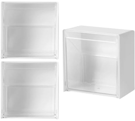 SOESFOUFU Organizer da Parete Bagno 3 Pezzi, Scatola Porta Batuffoli di Cotone e Cotton Fioc, Dispenser per Dischetti di Cotone Resistente, Salvaspazio per Cosmetici e Piccoli Oggetti