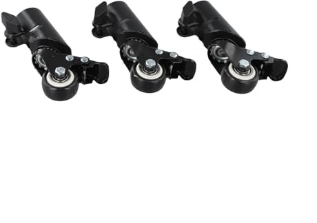 3 ruedas giratorias para trípode de altavoz, dirección silenciosa y rodamiento suave, diseño en forma de L, capacidad de carga de 30 kg