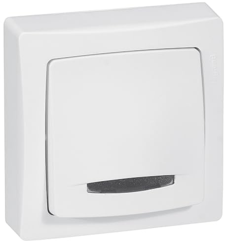 Legrand Interrupteur ou va-et-vient avec voyant LED Les Apparents, complet blanc, installation facile en saillie, connexion rapide sans outil, voyant témoin pour contrôle éclairage