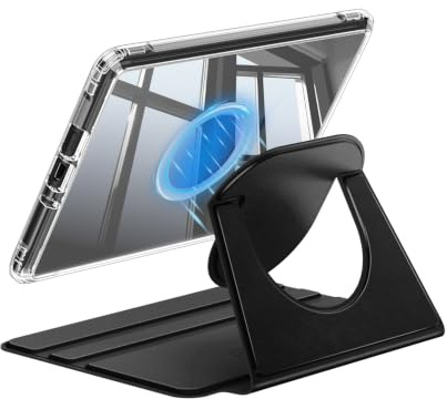 Fintie Rotating Case for 7Kindle Paperwhite 12th Gen 2024/Kindle Colorsoft | 360° Adjustable Versatile Stand, Detachable Magnetic Cover, Slim Lightweight Clear Back Shell, Auto Wake/Sleep, Black