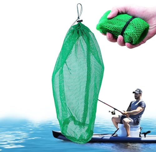Fish Collection Bag - Vikbar Mesh Catch Säck, Dragsko Fiske Förvaringsväska, Portable Outdoor Utility Net | Dykning Sportutrustning Frukt Grönsak Bärsäck Resecamping